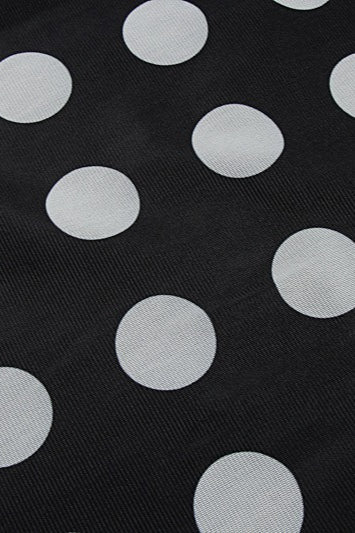 Off-Shoulder Long Sleeve Mesh Ruched Polka Dot Maxi Dress - Image 5
