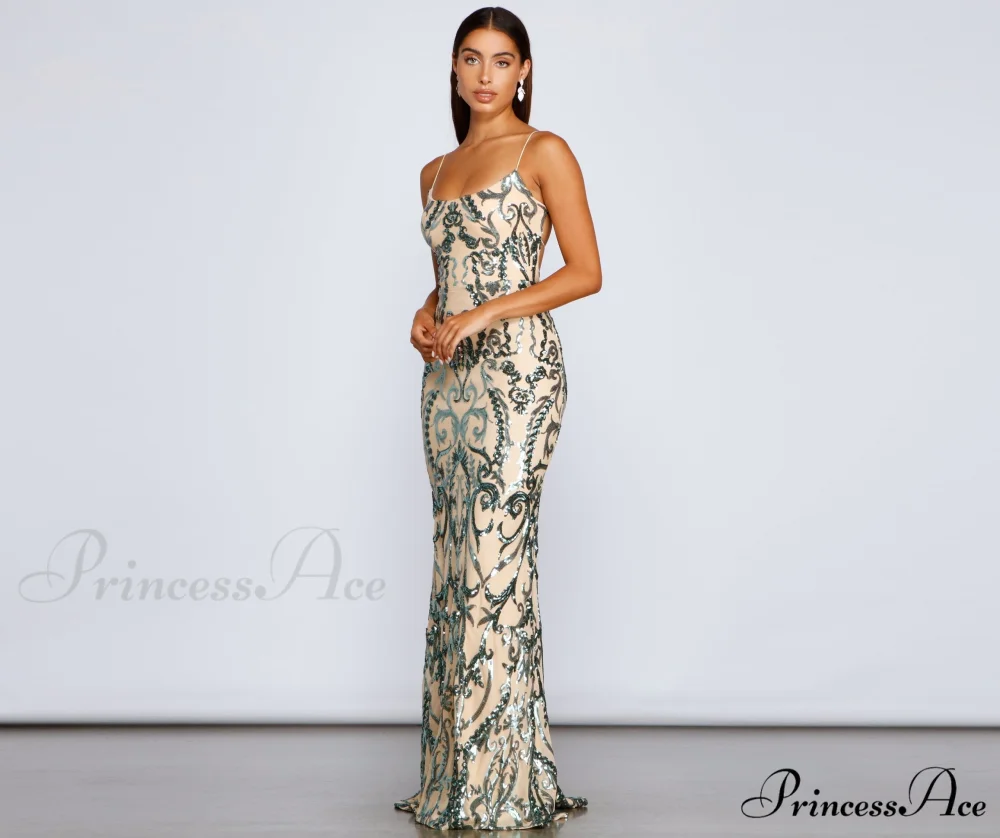 Luana Formal Open Charming Back Sequin Dress - Image 2