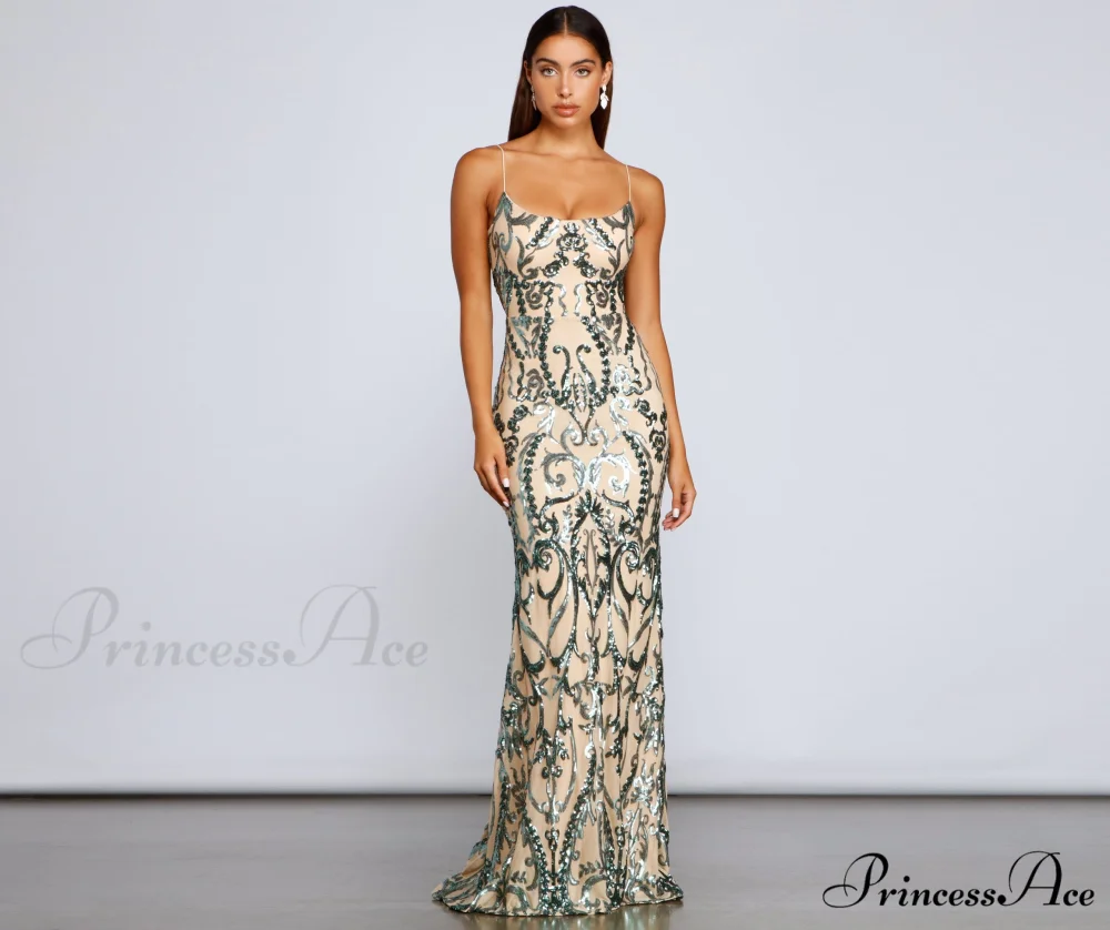 Luana Formal Open Charming Back Sequin Dress - Image 3
