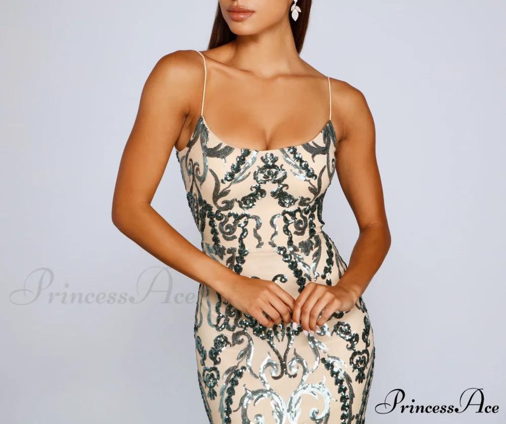 Luana Formal Open Charming Back Sequin Dress - Image 4
