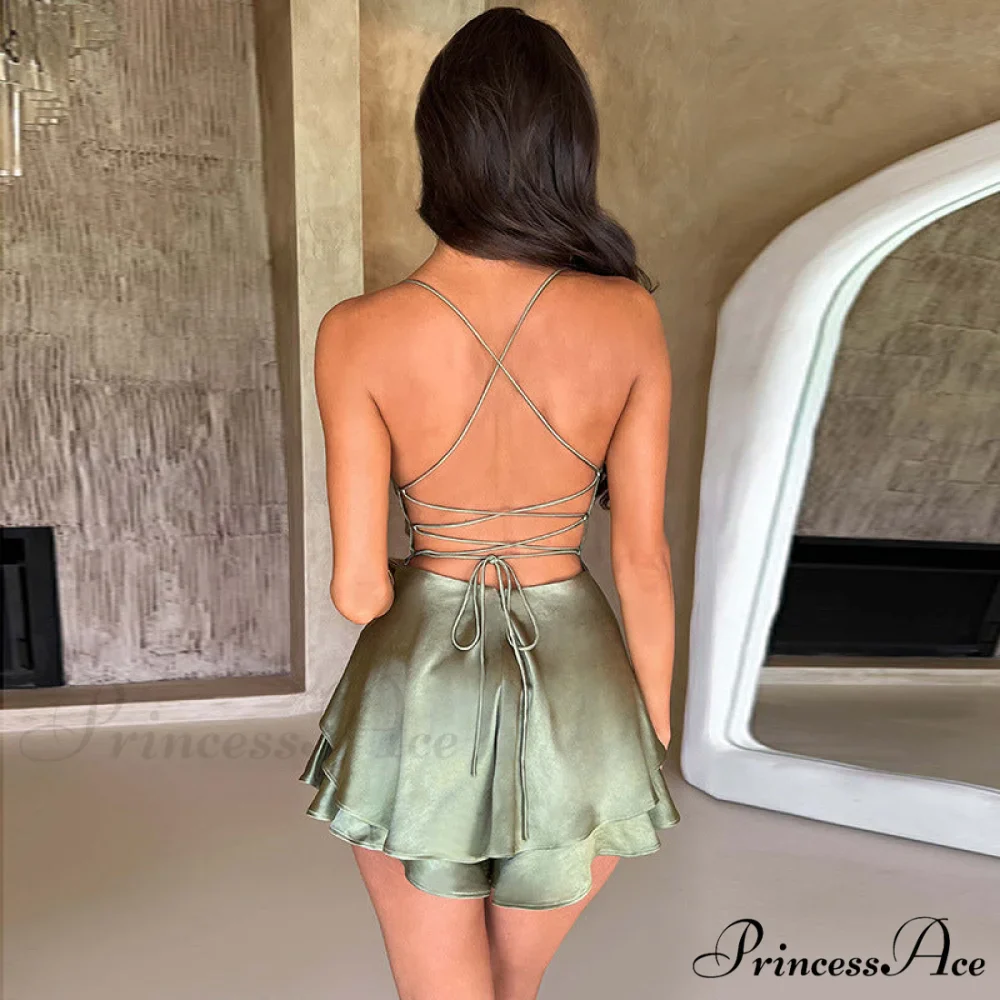 Stunning In Stylish Satin Skater Dress - Image 2