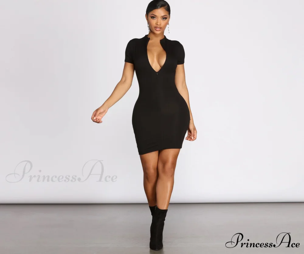 Zip Up Stylish Chic Mini Dress - Image 4