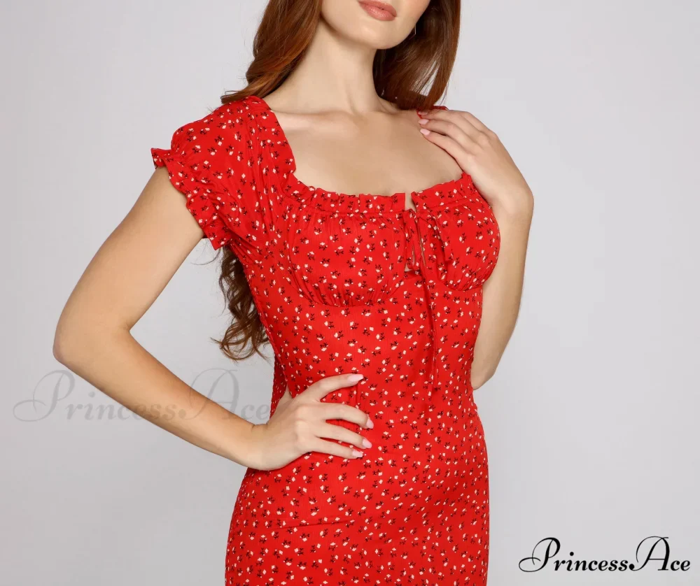 Flirty Vibes Off The Graceful Shoulder Floral Mini Dress - Image 2