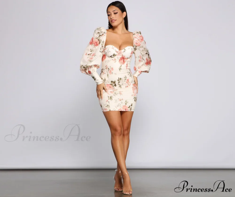 Floral Bloom Stylish Chiffon Mini Dress - Image 3