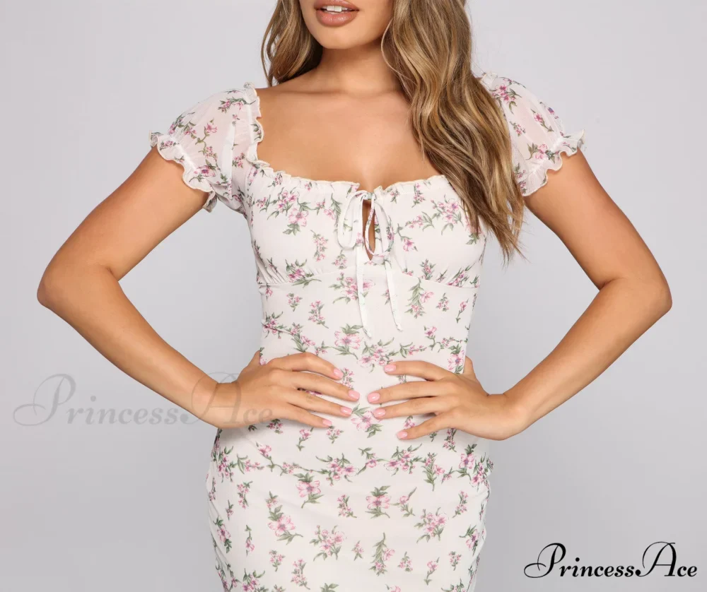 Floral Soul Puff Charming Sleeve Mini Dress - Image 3