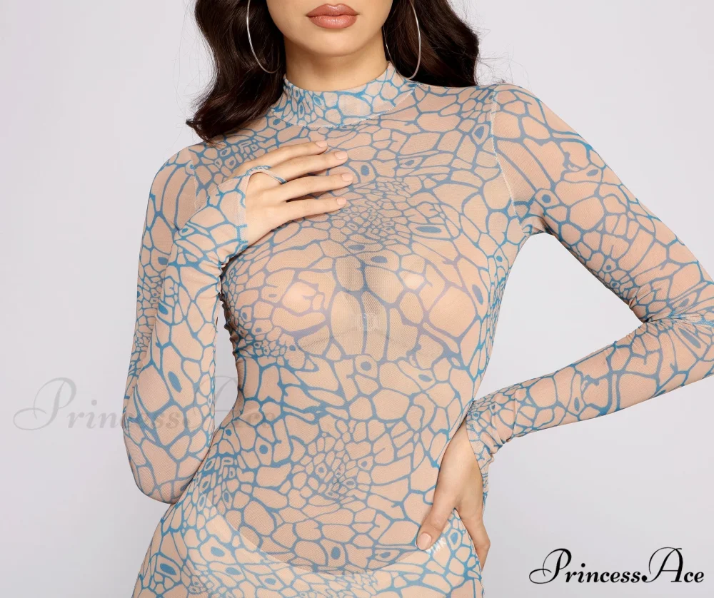 Geometric Glam Stylish Mesh Mini Dress - Image 3