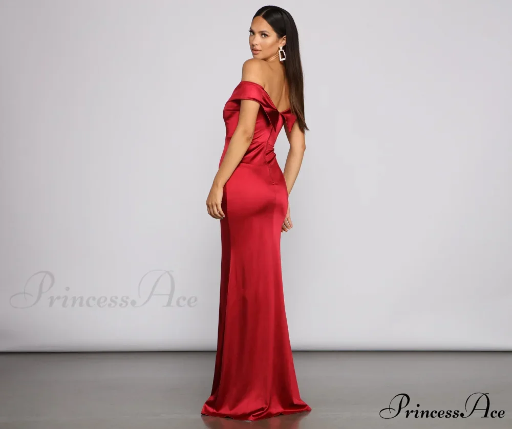 Grecia Formal High Charming Slit Satin Dress - Image 2