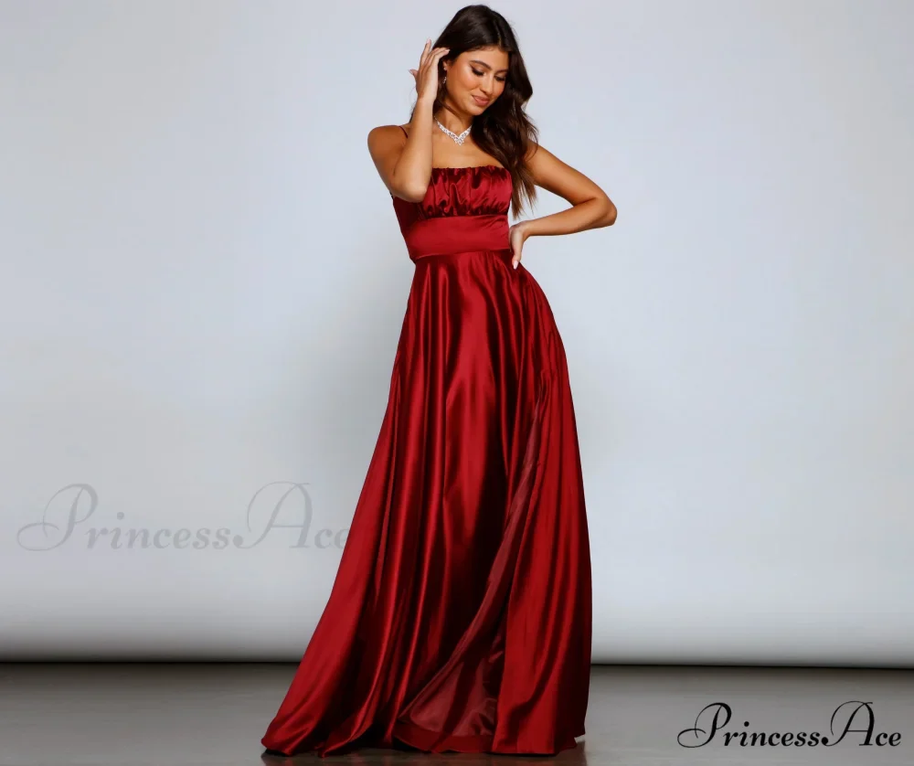 Jenny A-Line Stylish Satin Formal Dress - Image 10