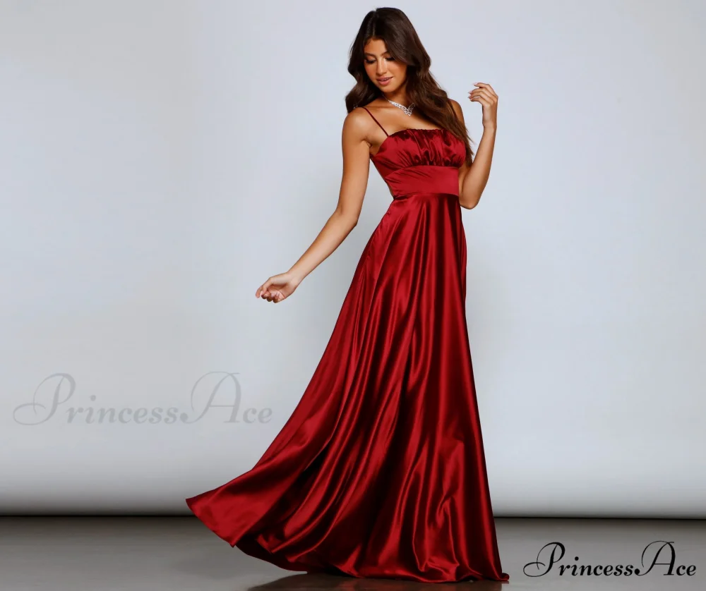 Jenny A-Line Stylish Satin Formal Dress - Image 11