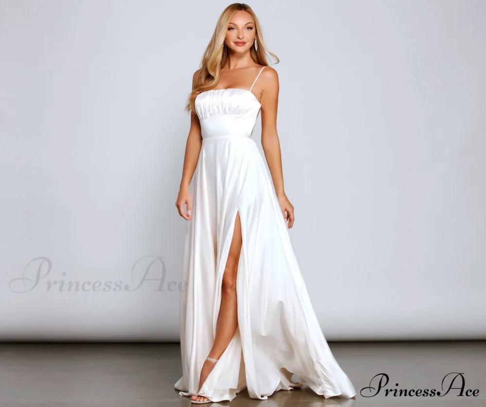 Jenny A-Line Stylish Satin Formal Dress - Image 3