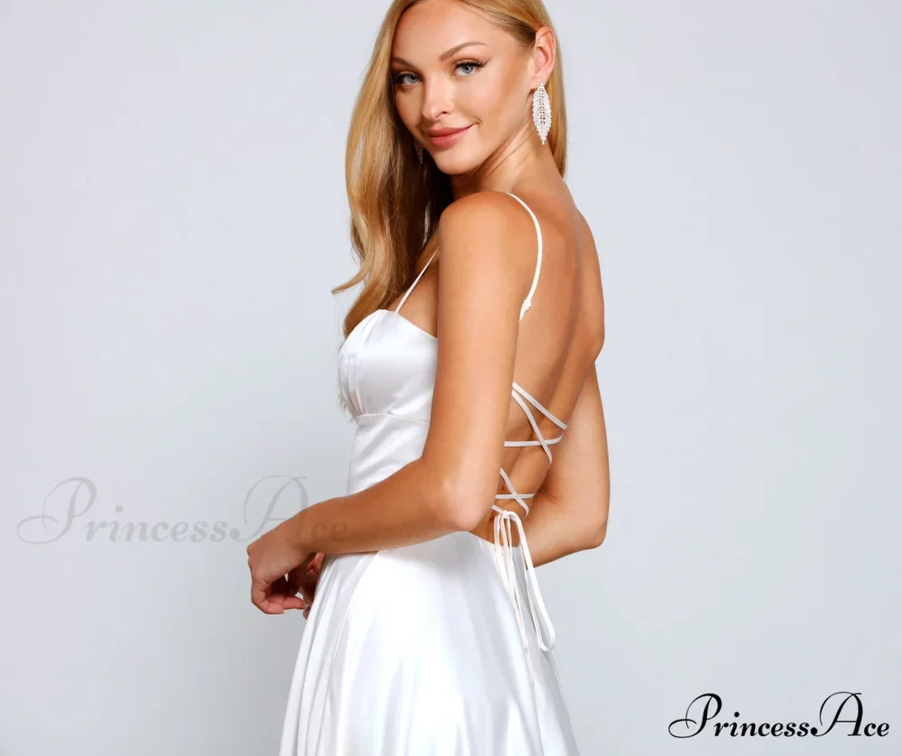 Jenny A-Line Stylish Satin Formal Dress - Image 5