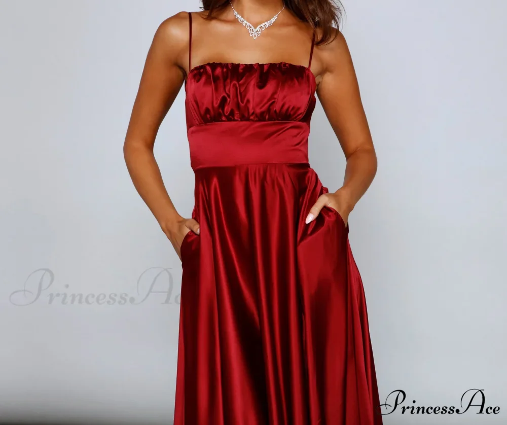 Jenny A-Line Stylish Satin Formal Dress - Image 8