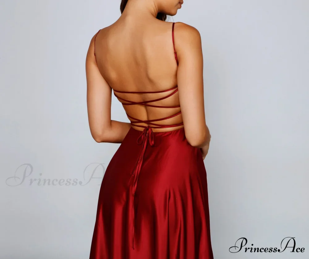 Jenny A-Line Stylish Satin Formal Dress - Image 9