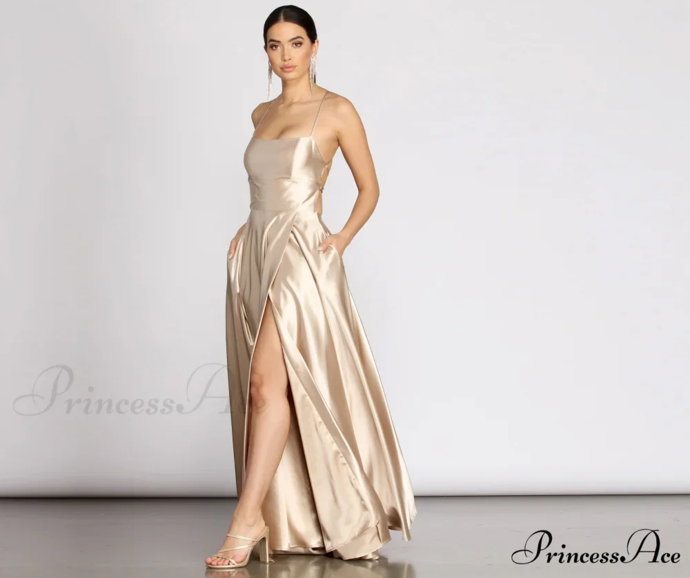 Kaia Satin Stylish A-Line Dress - Image 3