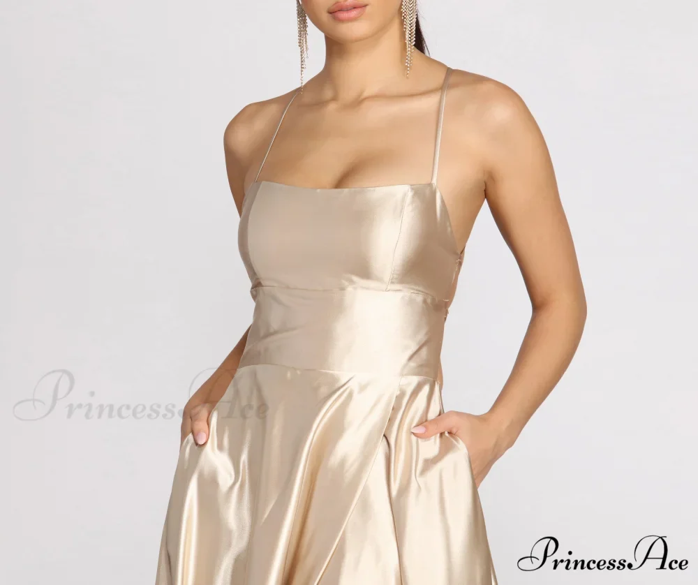 Kaia Satin Stylish A-Line Dress - Image 4