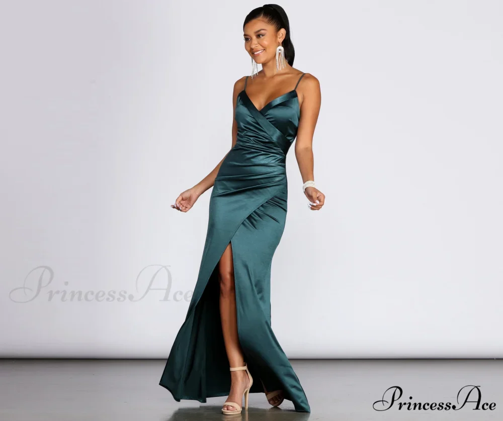 Kimia Formal Stylish Satin Wrap Gown - Image 4