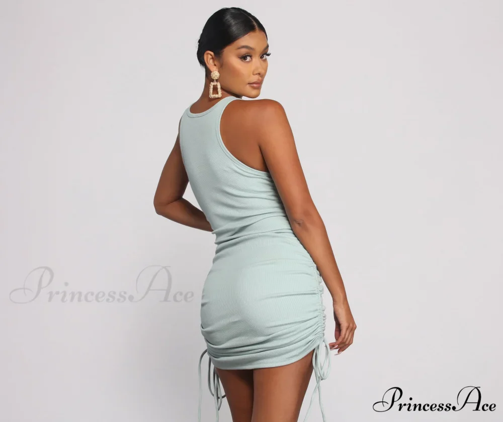 Effortless Everyday Ruched Charming Knit Mini Dress - Image 6