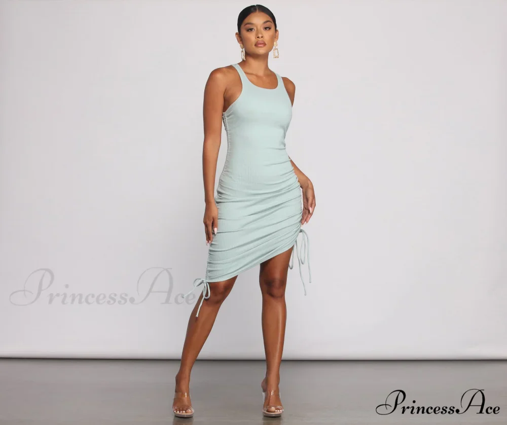 Effortless Everyday Ruched Charming Knit Mini Dress - Image 7