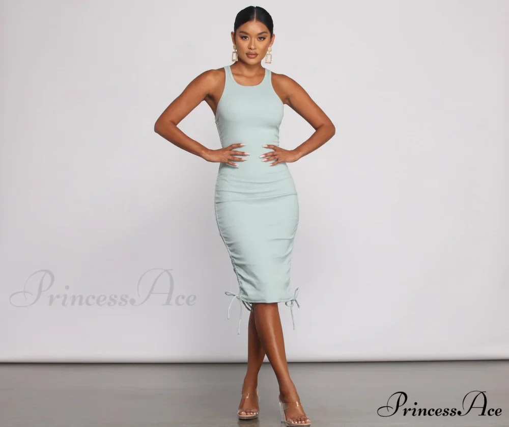 Effortless Everyday Ruched Charming Knit Mini Dress - Image 8