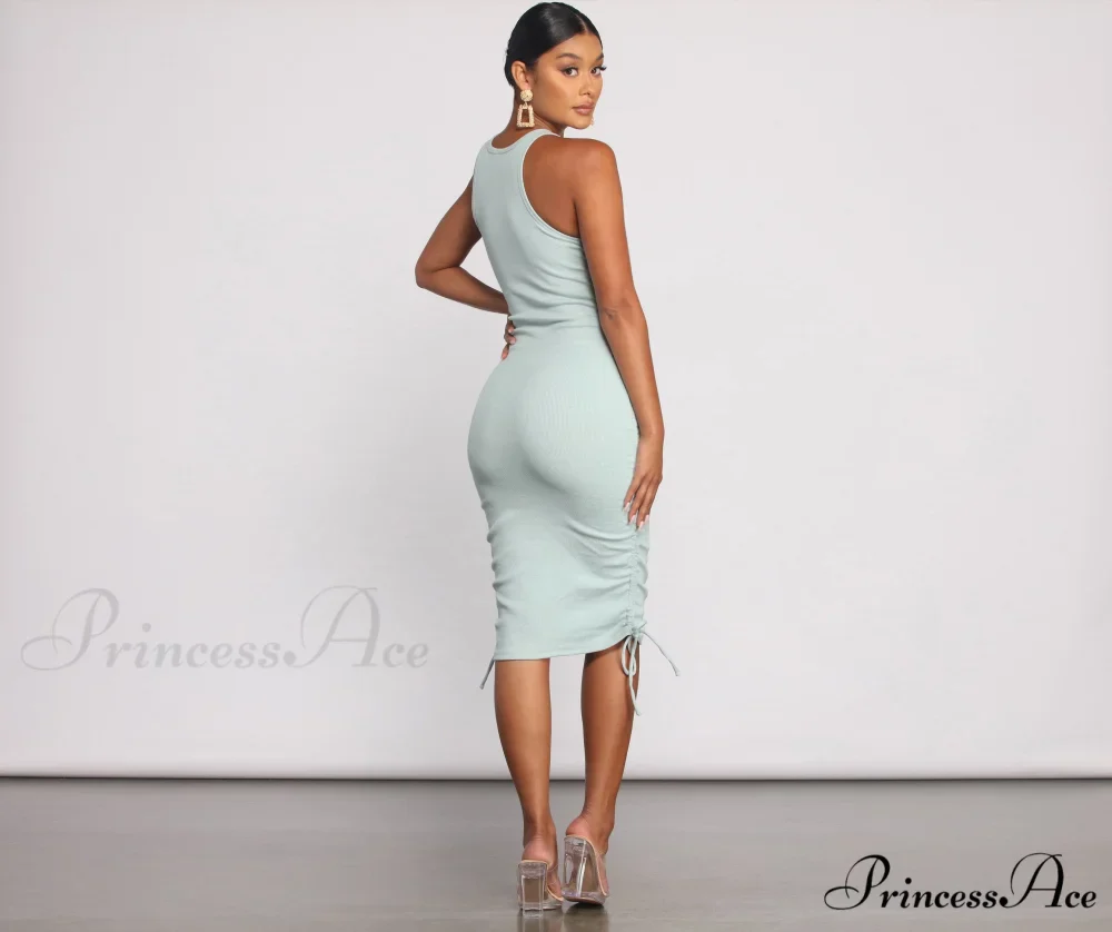 Effortless Everyday Ruched Charming Knit Mini Dress - Image 9