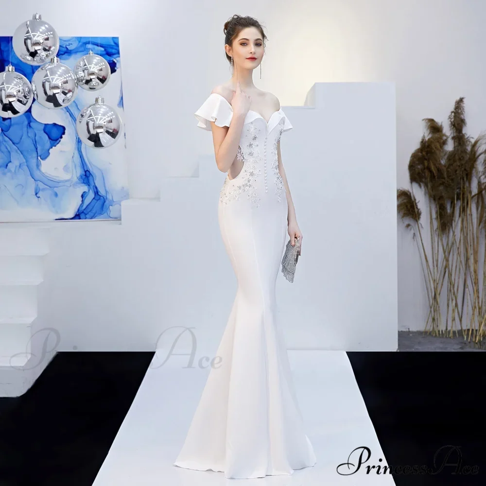 Elizabeth ruffled-strap Stylish embroidered fishtail dress - Image 3