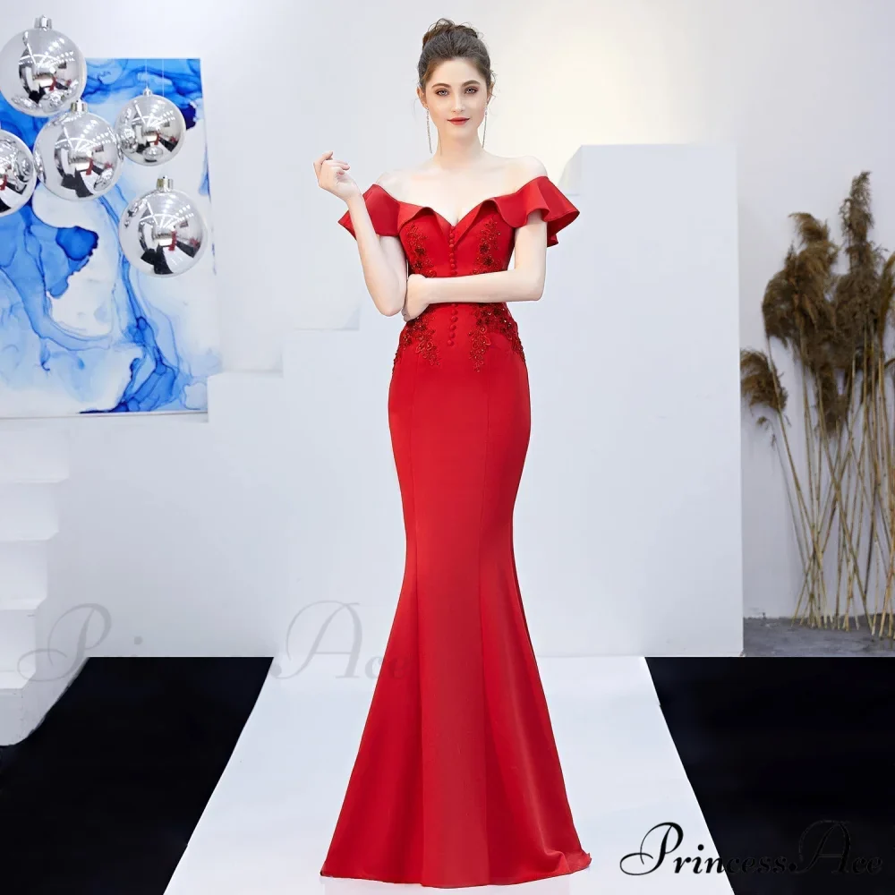 Elizabeth ruffled-strap Stylish embroidered fishtail dress - Image 4