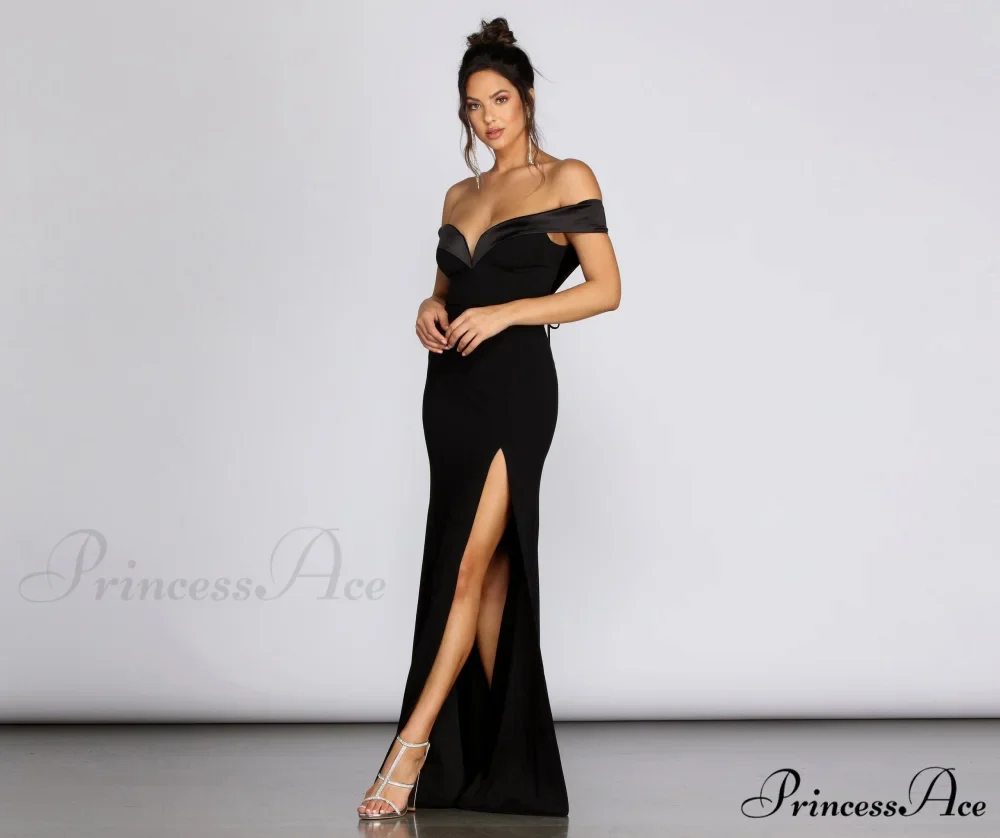 Monet Off Stylish Shoulder Evening Gown - Image 3