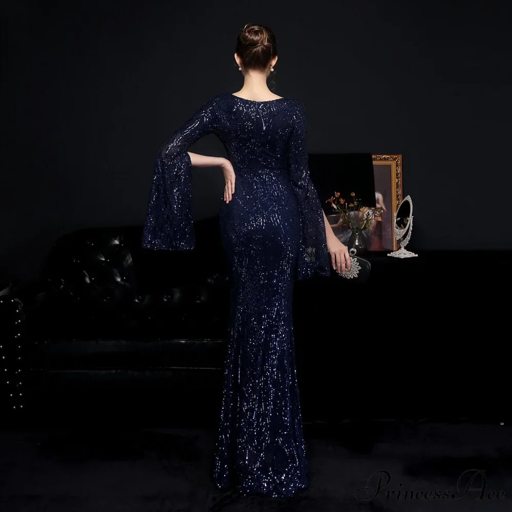 Natalie Open Sleeve Charming Formal Sequined Mermaid Dress - Image 11