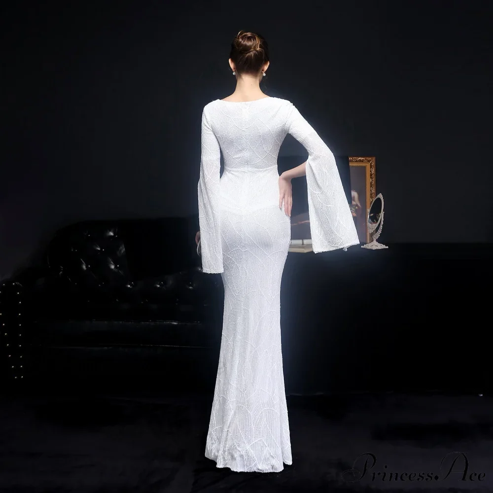 Natalie Open Sleeve Charming Formal Sequined Mermaid Dress - Image 2