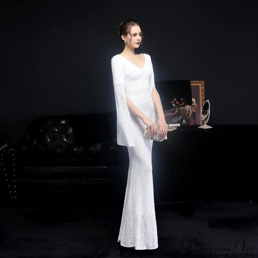 Natalie Open Sleeve Charming Formal Sequined Mermaid Dress - Image 3