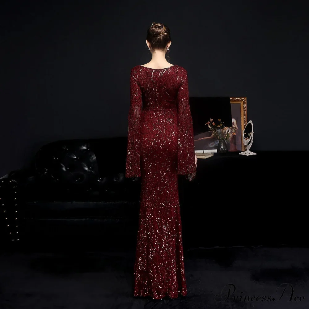 Natalie Open Sleeve Charming Formal Sequined Mermaid Dress - Image 8