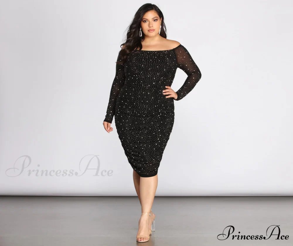 Plus Cami Formal Charming Heat Stone Midi Dress - Image 3