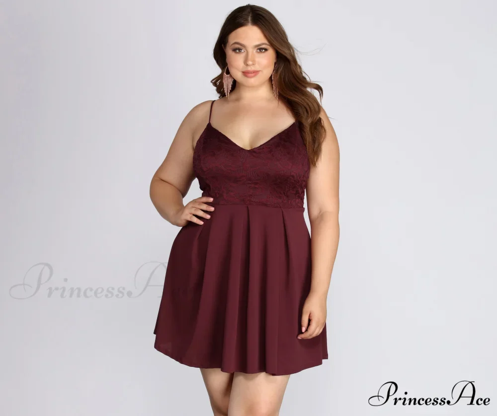 Plus Lace Stylish Appeal Skater Dress - Image 5