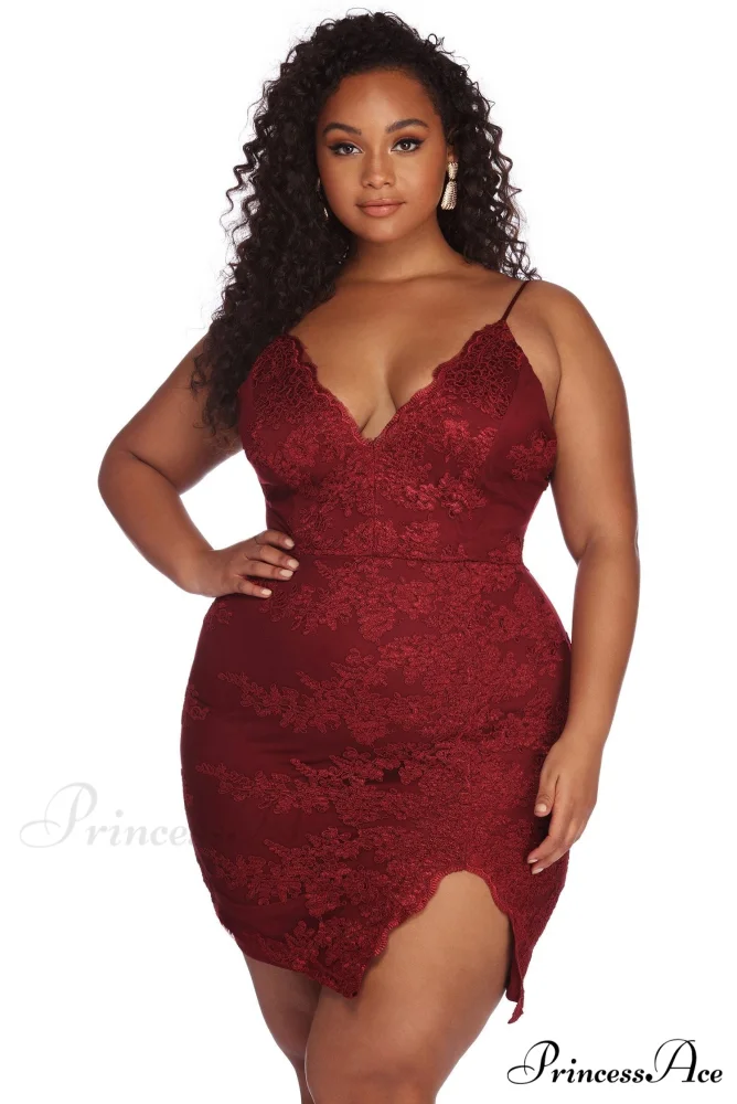 Plus Lace Stylish Darling Mini Dress - Image 4