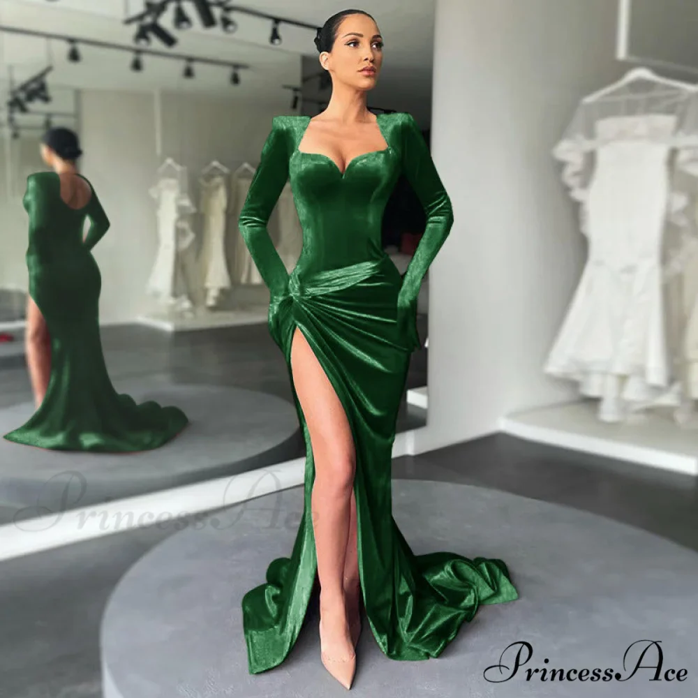 Aleah High Stylish Slit Velvet Dress - Image 7