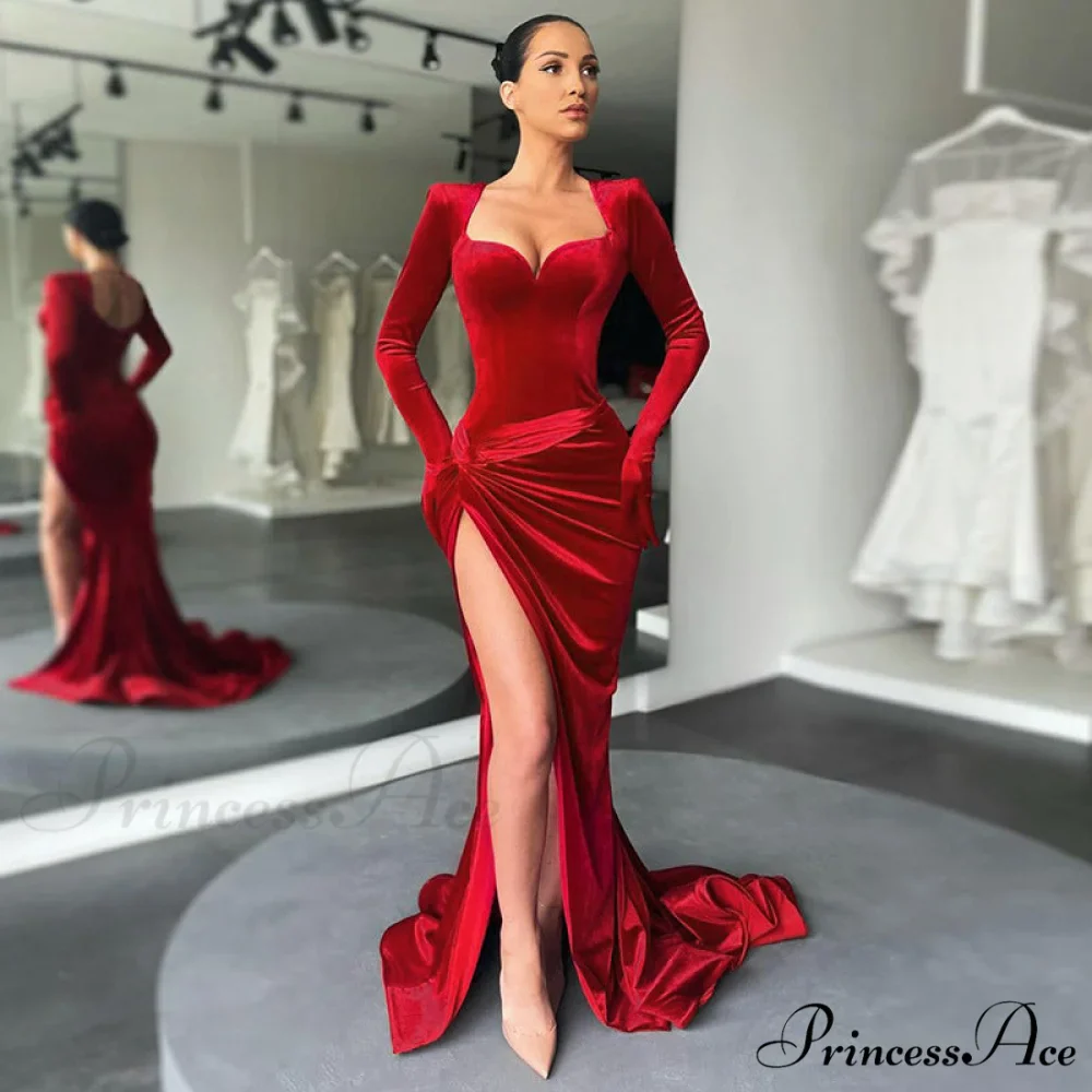 Aleah High Stylish Slit Velvet Dress - Image 8