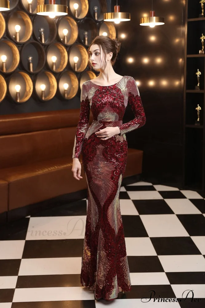 Alexis Stylish stitching floor Graceful mopping long sequin dress - Image 4