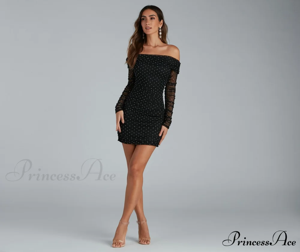 Aliya Formal Stylish Heatstone Ruched Bodycon - Image 2