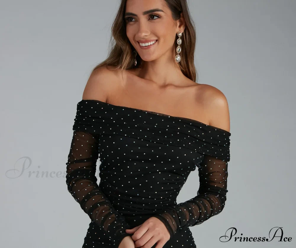 Aliya Formal Stylish Heatstone Ruched Bodycon - Image 3