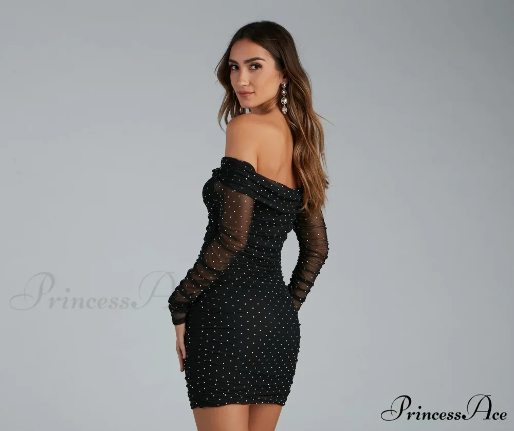 Aliya Formal Stylish Heatstone Ruched Bodycon - Image 4