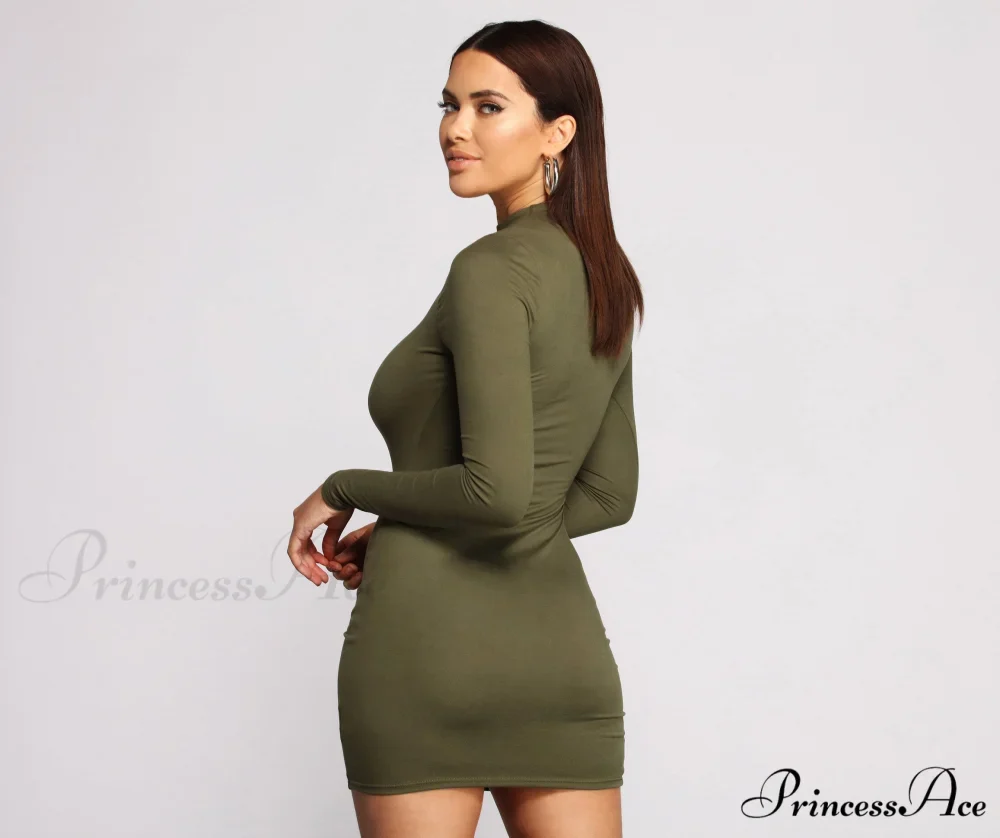 All About Knit Charming Mock Neck Mini Dress - Image 2