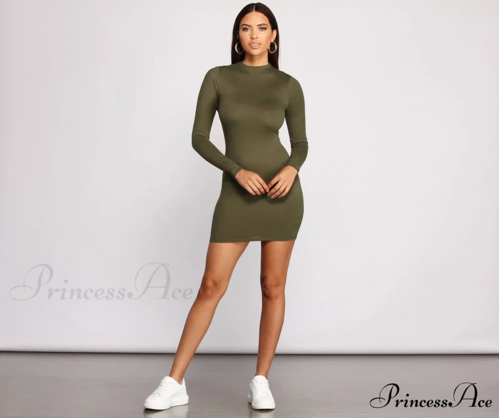 All About Knit Charming Mock Neck Mini Dress - Image 4