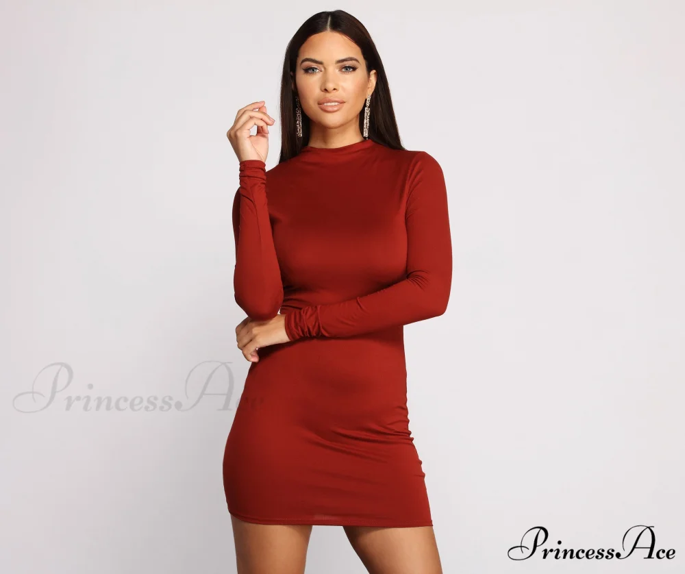 All About Knit Charming Mock Neck Mini Dress - Image 5