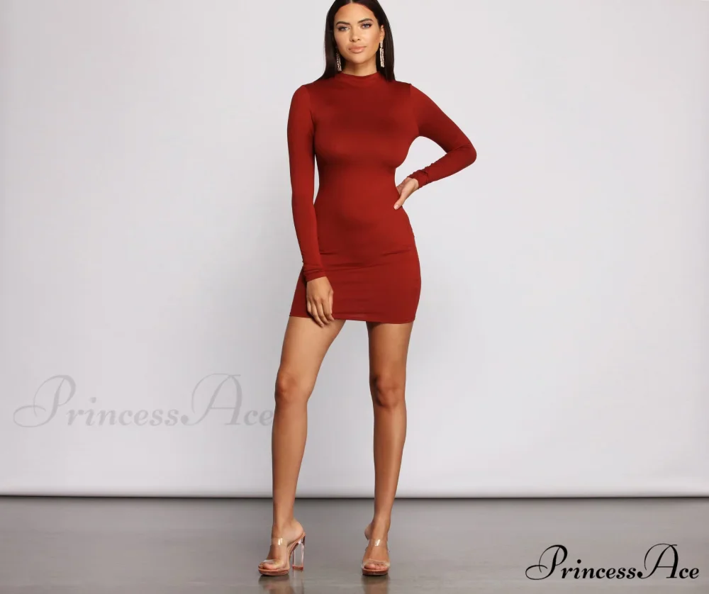 All About Knit Charming Mock Neck Mini Dress - Image 7