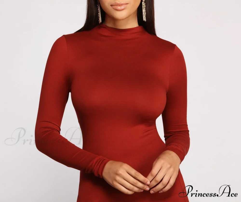All About Knit Charming Mock Neck Mini Dress - Image 8