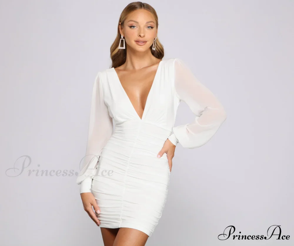 Amaria Formal Ruched Charming Chiffon Mini Dress - Image 5