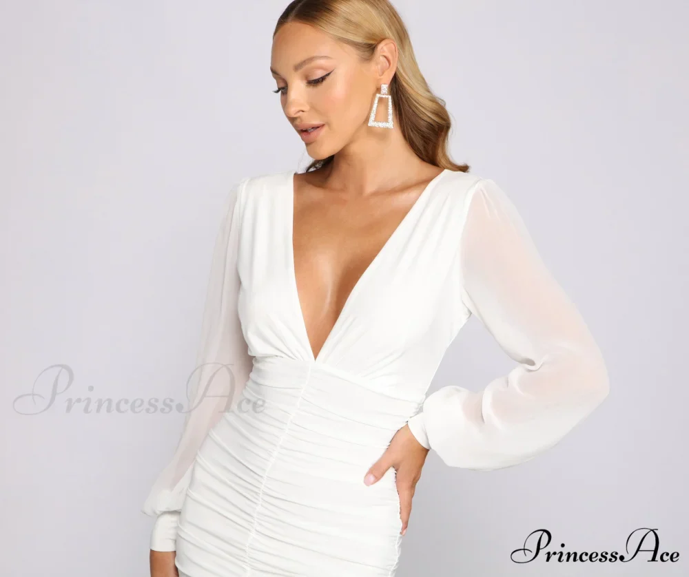 Amaria Formal Ruched Charming Chiffon Mini Dress - Image 8