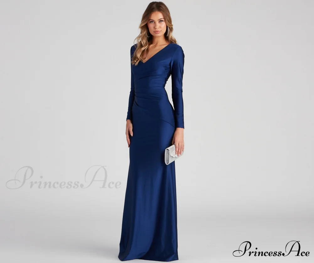 Amelia Long Stylish Sleeve Mermaid Dress - Image 4