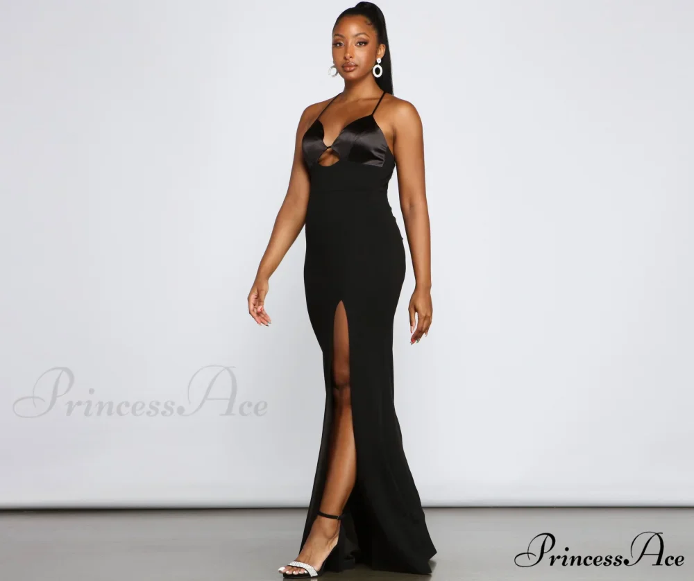Amelie Formal High Charming Slit Crepe Dress - Image 3