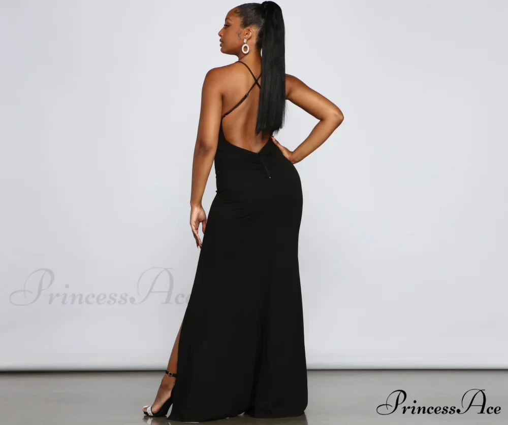 Amelie Formal High Charming Slit Crepe Dress - Image 4